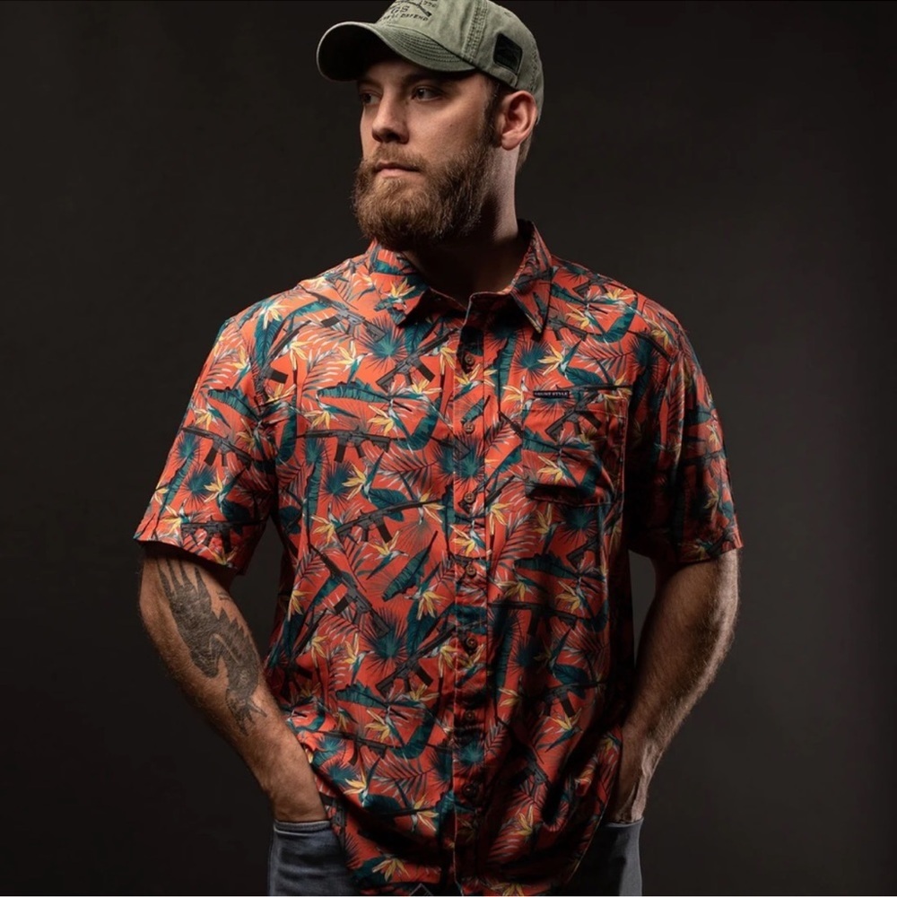 GRUNT STYLE RANGE PARADISE PATRIOTIC MEN’S POLO SHIRT SIZE 3XL - Picture 2 of 16